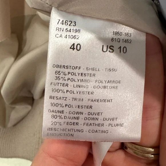 BOGNER Cream Blue Goose Down Floral Embroidered Zip Front Quilted Ski Jacket 10 - Picture 3 of 12